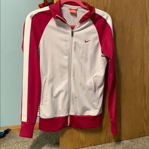 Pink nike zip up sweater